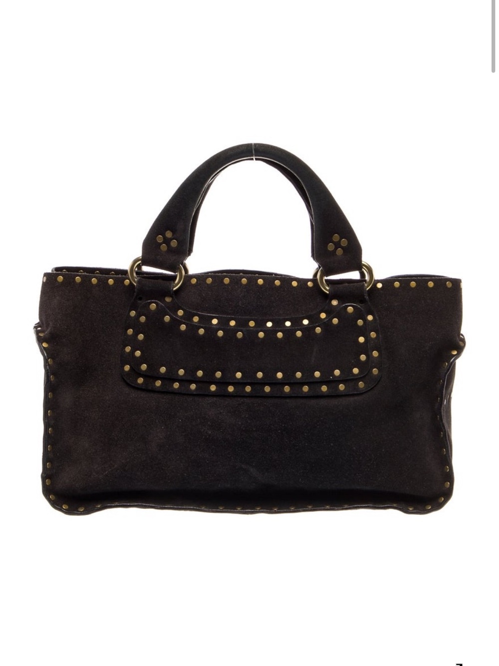 Vintage Celine Boogie Bag - Black Suede w/ Gold Studs